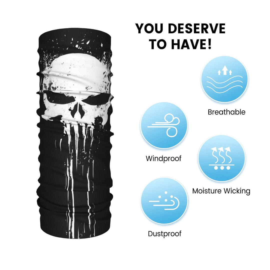 WorldNorse Splattered White Skull Face Mask & Neck Gaiter - image 3