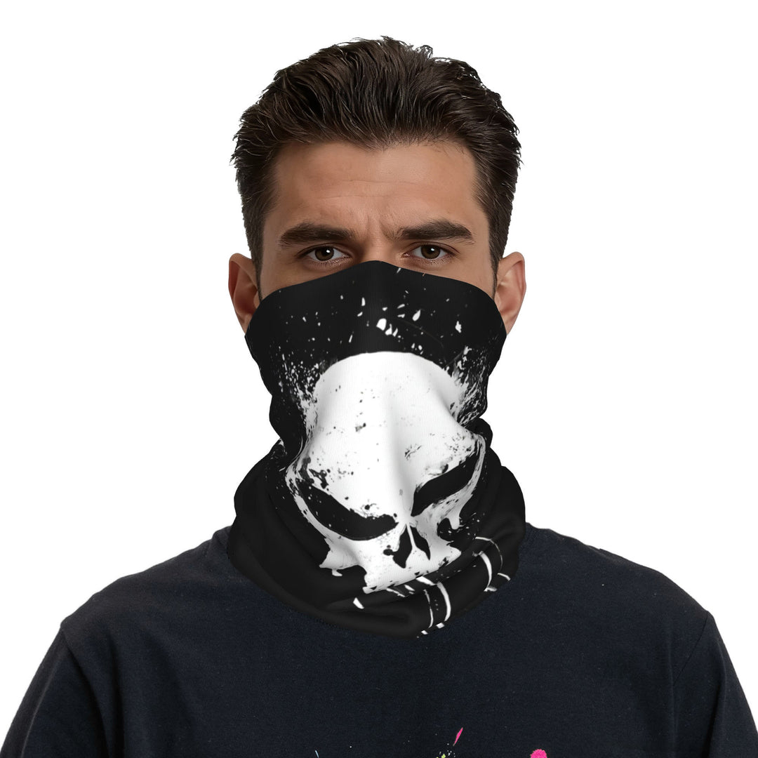 WorldNorse Splattered White Skull Face Mask & Neck Gaiter - image 2