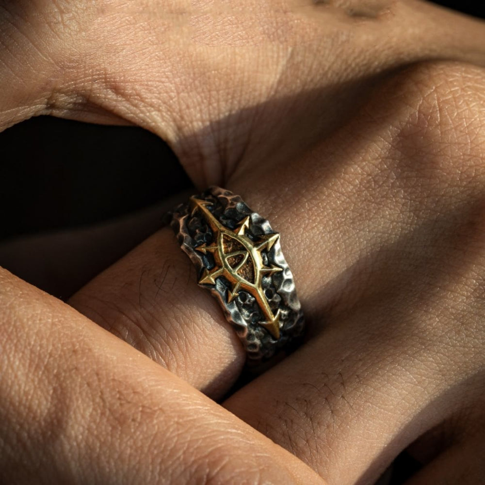 WorldNorse Forge Texture Riven Sigil Ring - image 1