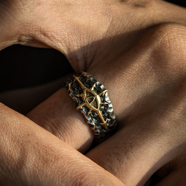 WorldNorse Forge Texture Riven Sigil Ring - image 1