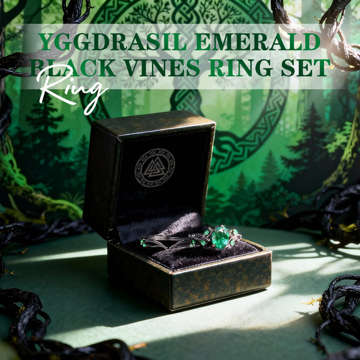 WorldNorse Yggdrasil Emerald Black Vines Ring Set - image 2