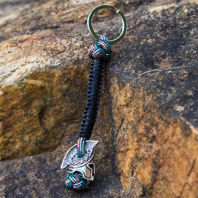 WorldNorse Winged Helm Tonal Variegated Braided Keychain - Silver - Camouflage Mix - image 6