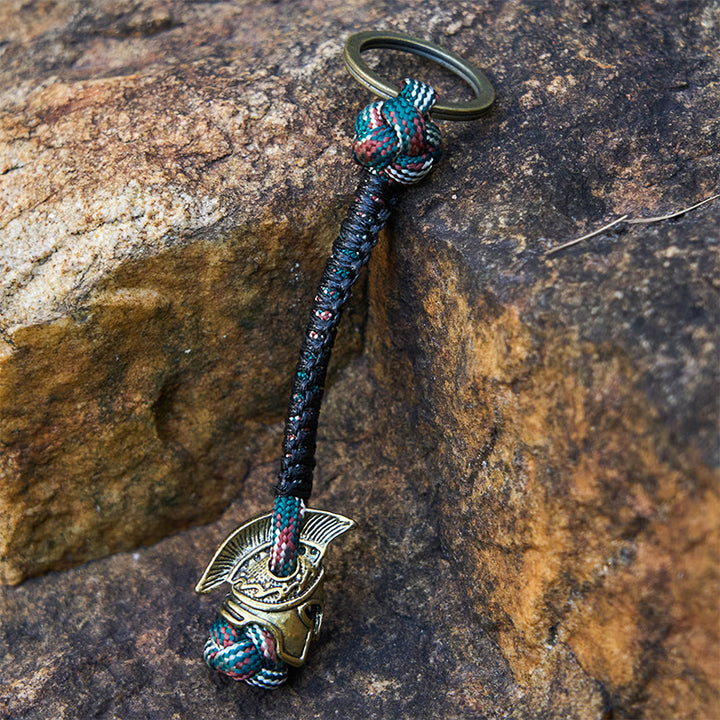 WorldNorse Winged Helm Tonal Variegated Braided Keychain - Gold - Camouflage Mix - image 11