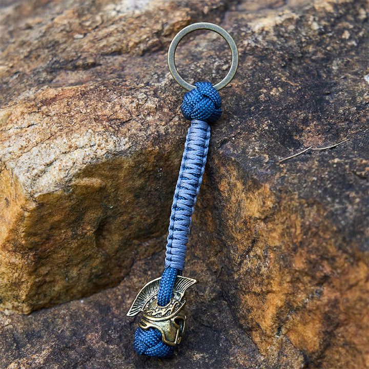 WorldNorse Winged Helm Tonal Variegated Braided Keychain - Gold - Blue - image 8