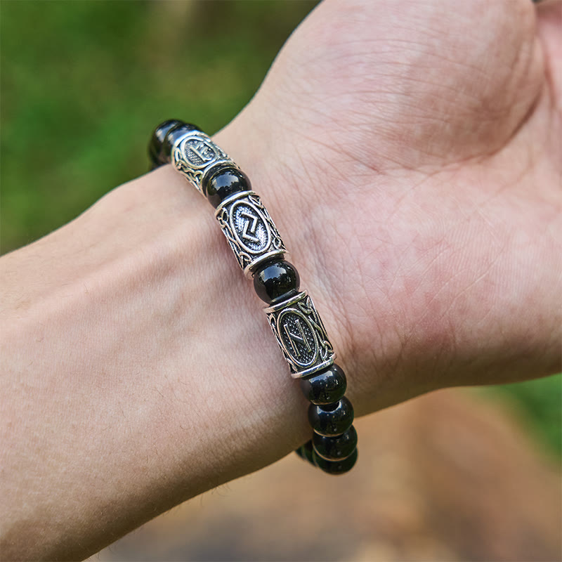 WorldNorse Viking Rune Variegated Crystal Beaded Bracelet - image 1
