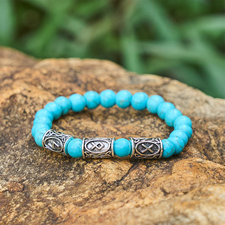 WorldNorse Viking Rune Variegated Crystal Beaded Bracelet - Turquoise - image 17