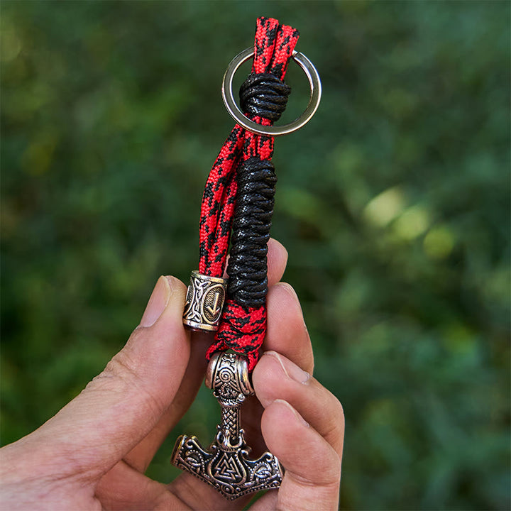 WorldNorse Thors Hammer Rune Braided Keychain - image 2