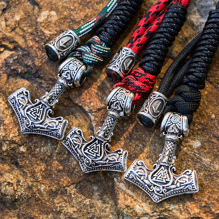 WorldNorse Thors Hammer Rune Braided Keychain - image 4