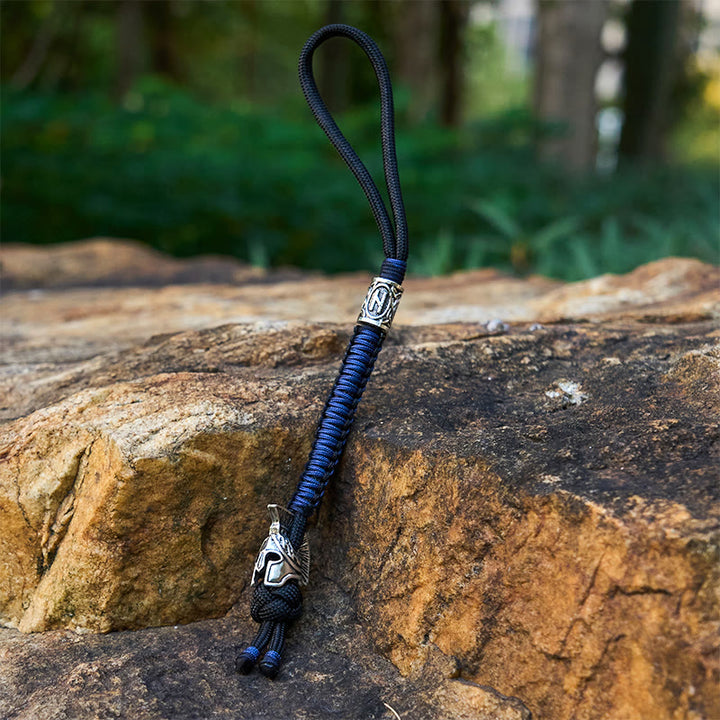 WorldNorse Viking Helm Talisman Braided Keychain - Steel Blue - image 3
