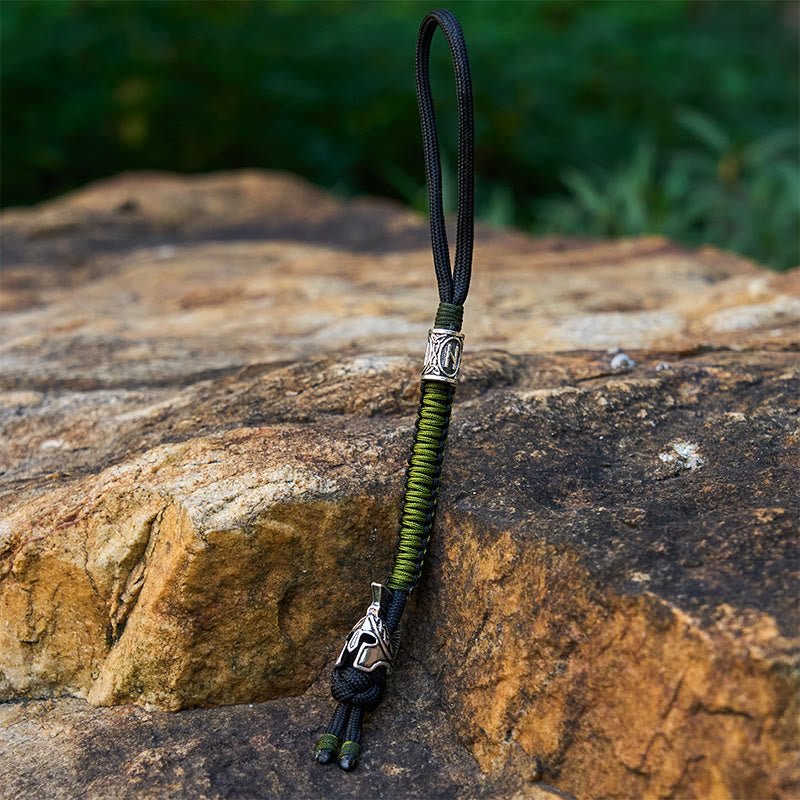 WorldNorse Viking Helm Talisman Braided Keychain - Olive Drab - image 4