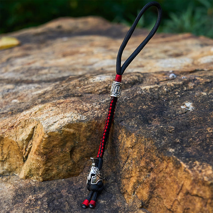 WorldNorse Viking Helm Talisman Braided Keychain - Vibrant Red - image 5