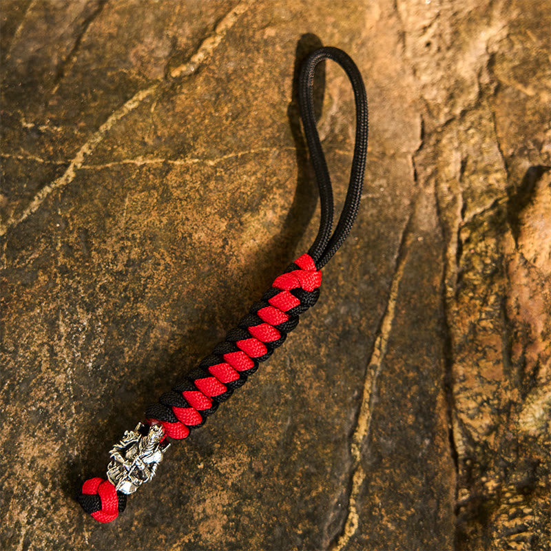 WorldNorse Totem Beast Variegated Braided Keychain - Knight - Red - image 2