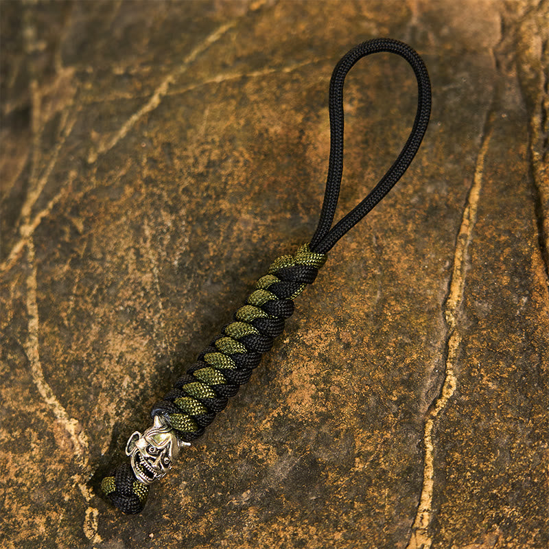 WorldNorse Totem Beast Variegated Braided Keychain - Oni - Green - image 7