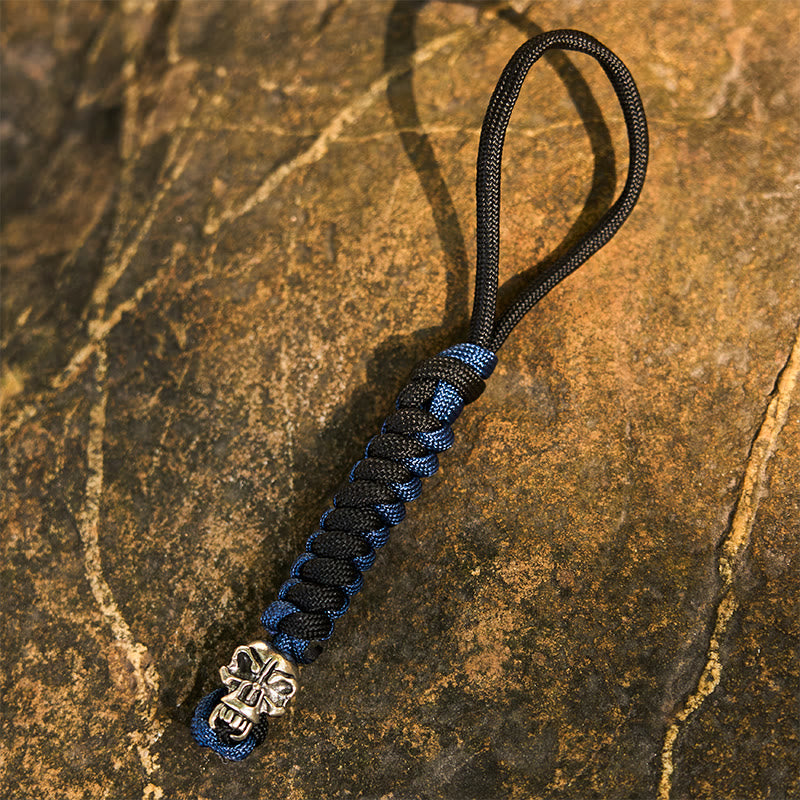WorldNorse Totem Beast Variegated Braided Keychain - Skull - Blue - image 14