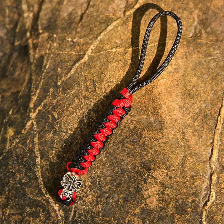 WorldNorse Totem Beast Variegated Braided Keychain - Skull - Red - image 12