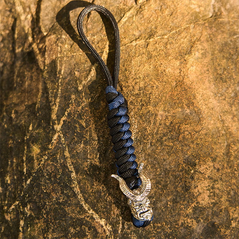 WorldNorse Totem Beast Variegated Braided Keychain - Demon - Blue - image 11