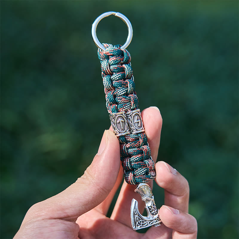 WorldNorse Viking Axe Rune Emblem Braided Keychain - image 2