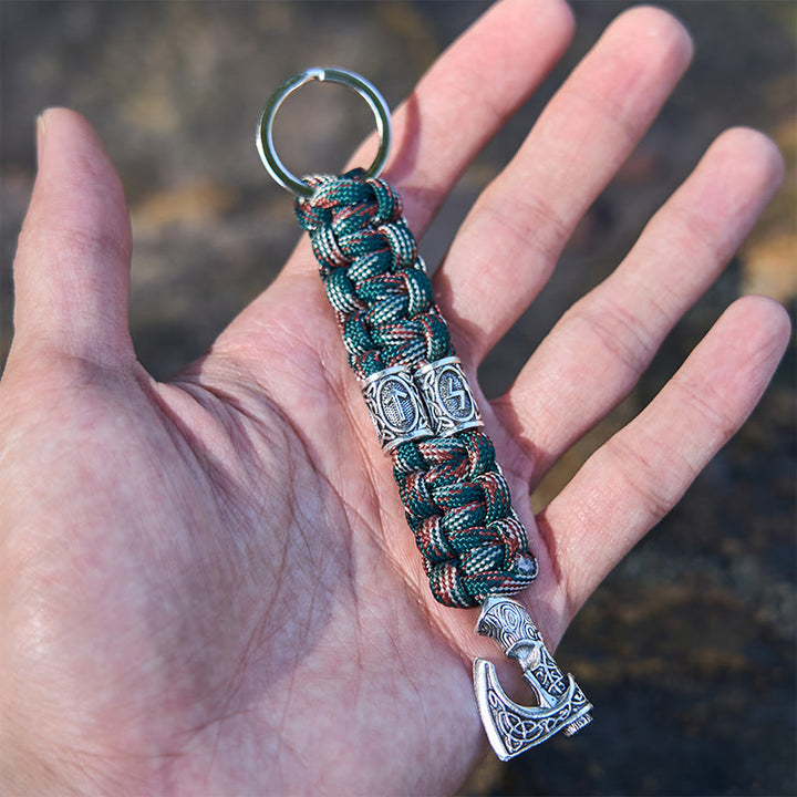 WorldNorse Viking Axe Rune Emblem Braided Keychain - image 4