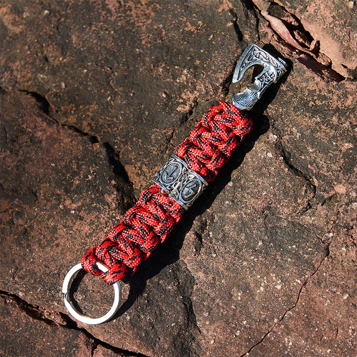 WorldNorse Viking Axe Rune Emblem Braided Keychain - Red - image 9