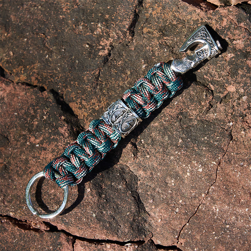 WorldNorse Viking Axe Rune Emblem Braided Keychain - Camouflage Mix - image 1