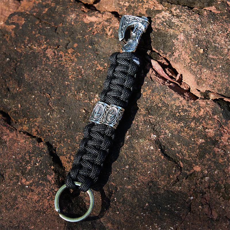 WorldNorse Viking Axe Rune Emblem Braided Keychain - Black - image 5