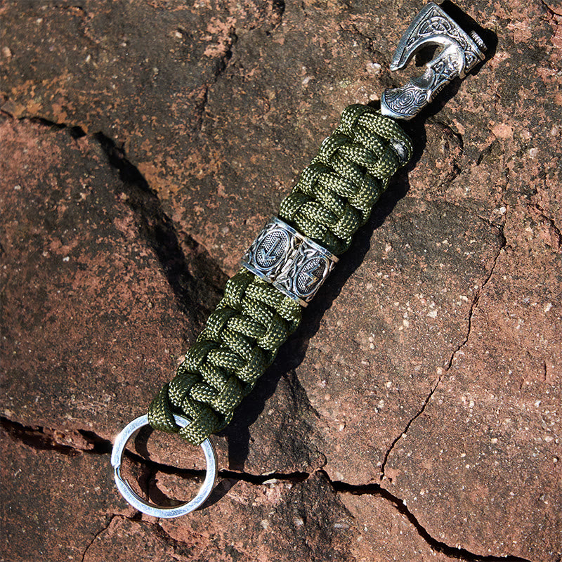 WorldNorse Viking Axe Rune Emblem Braided Keychain - Army Green - image 11