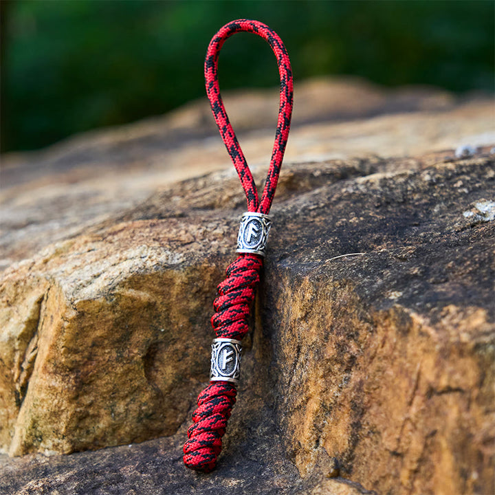 WorldNorse Viking Rune Emblem Multihue Braided Keychain - Red - image 6