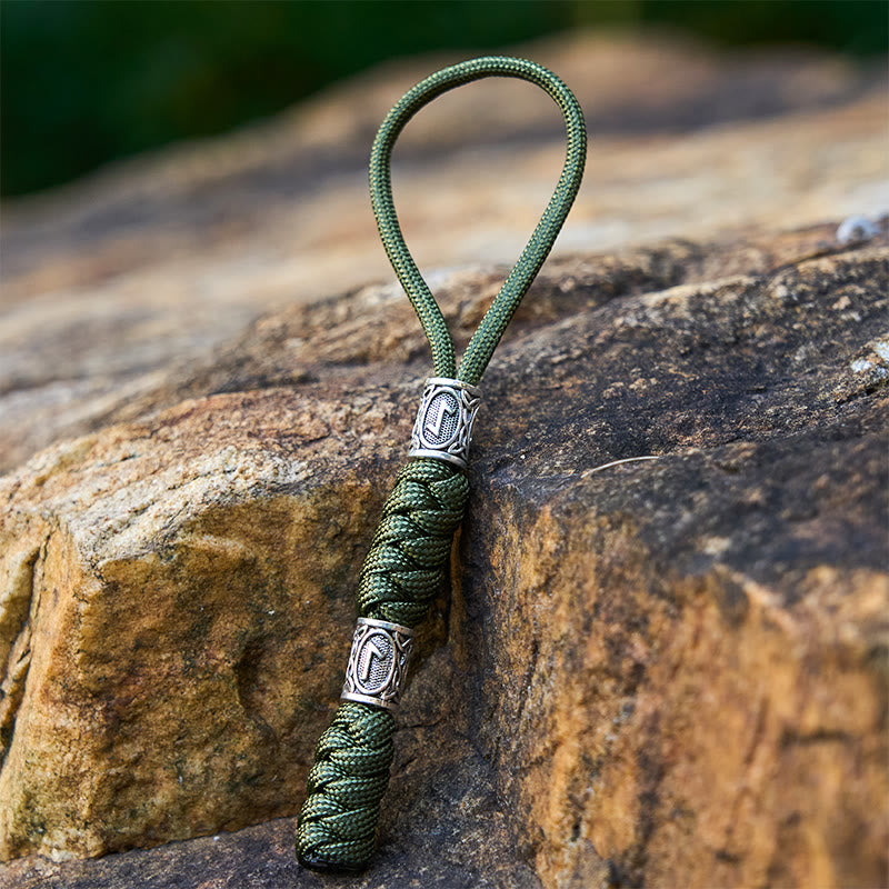 WorldNorse Viking Rune Emblem Multihue Braided Keychain - Green - image 4