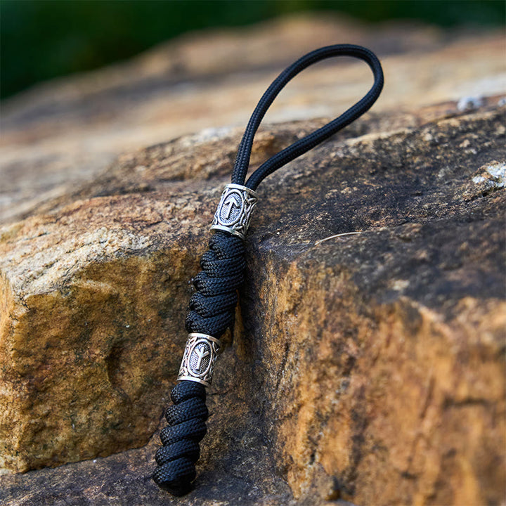 WorldNorse Viking Rune Emblem Multihue Braided Keychain - Black - image 8