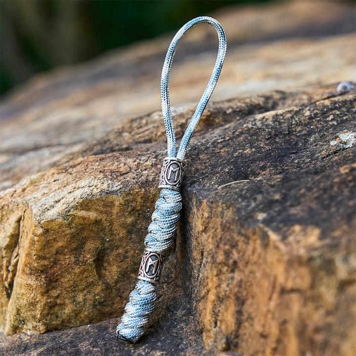 WorldNorse Viking Rune Emblem Multihue Braided Keychain - Sliver White - image 1