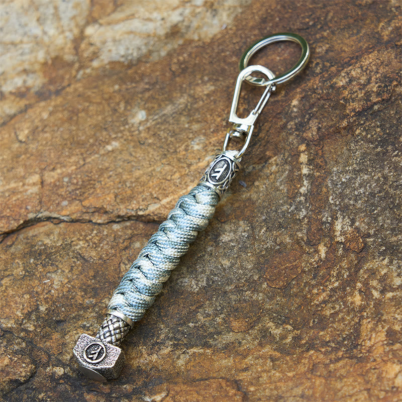 WorldNorse Viking Hammer Sleek Braided Keychain - Sliver White - image 10