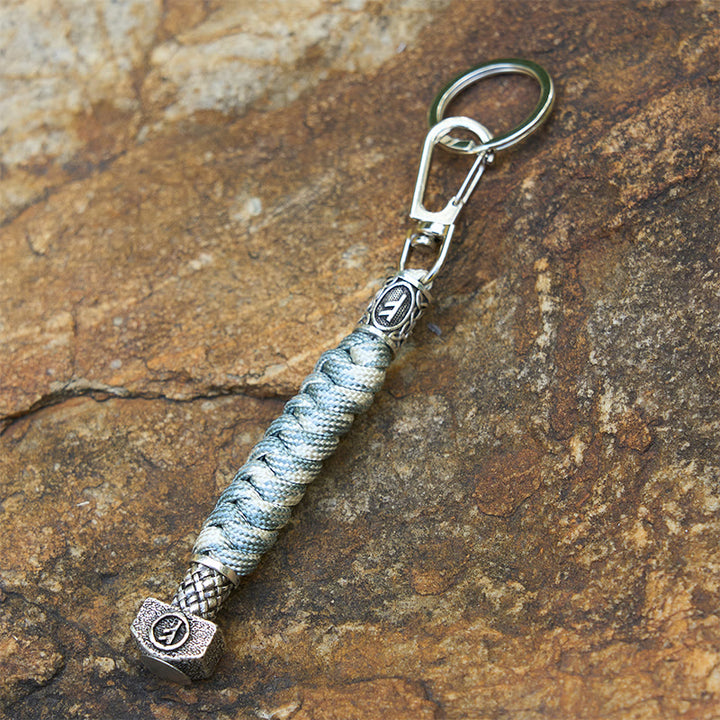 WorldNorse Viking Hammer Sleek Braided Keychain - Sliver White - image 10