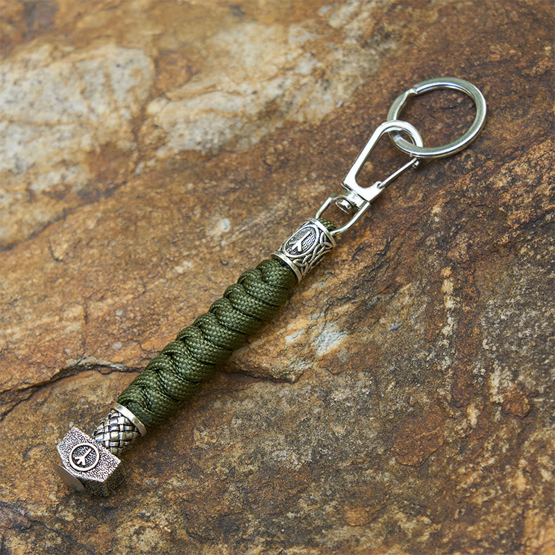 WorldNorse Viking Hammer Sleek Braided Keychain - Army Green - image 12