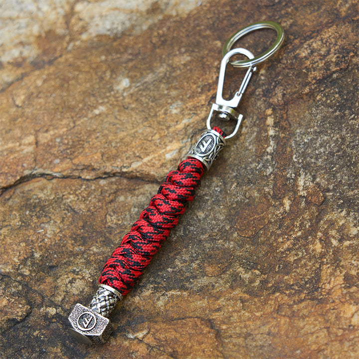 WorldNorse Viking Hammer Sleek Braided Keychain - Camouflage Red - image 8
