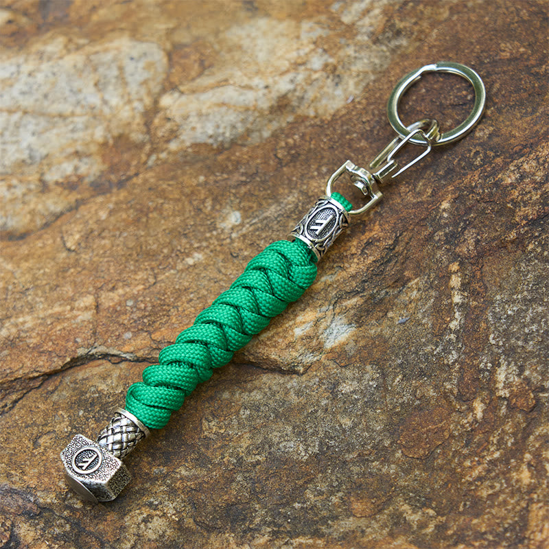 WorldNorse Viking Hammer Sleek Braided Keychain - Grass Green - image 5