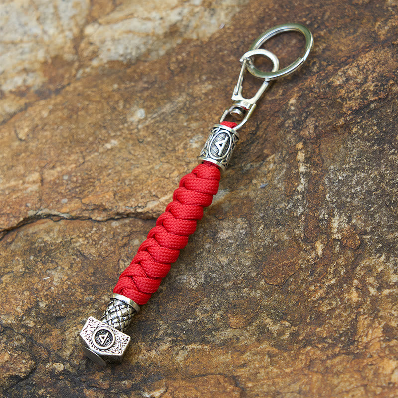 WorldNorse Viking Hammer Sleek Braided Keychain - Candy Red - image 13