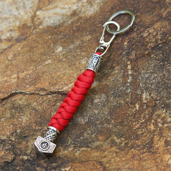 WorldNorse Viking Hammer Sleek Braided Keychain - Candy Red - image 13