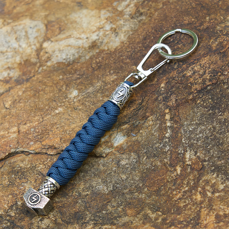 WorldNorse Viking Hammer Sleek Braided Keychain - Blue - image 9