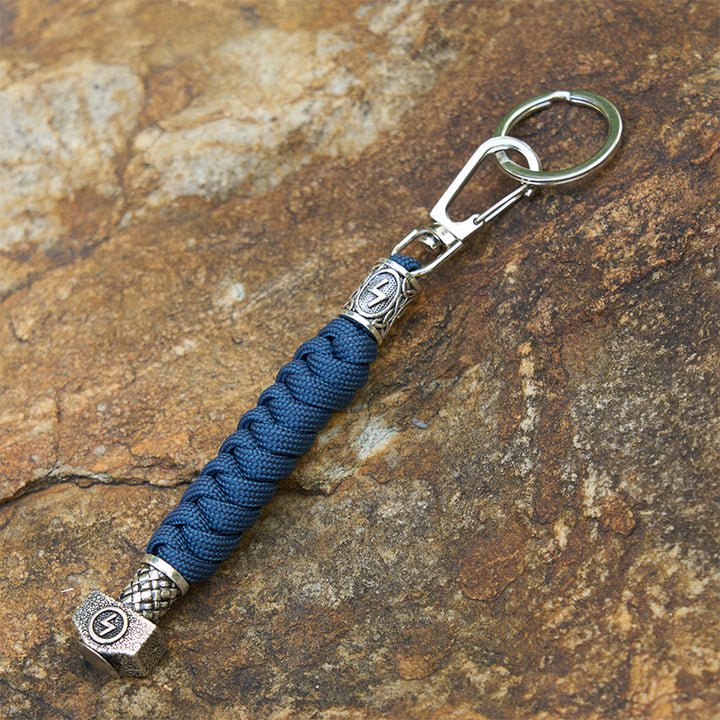 WorldNorse Viking Hammer Sleek Braided Keychain - Blue - image 9