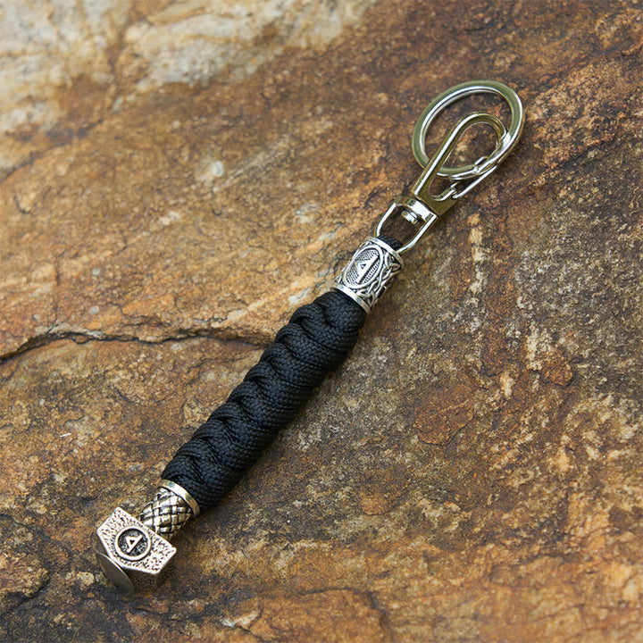 WorldNorse Viking Hammer Sleek Braided Keychain - Black - image 7