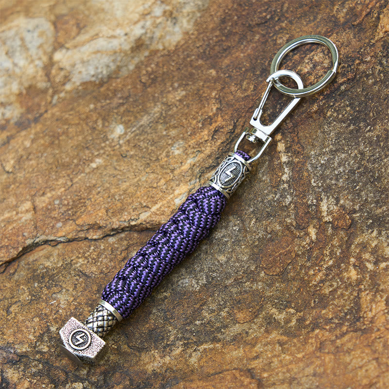 WorldNorse Viking Hammer Sleek Braided Keychain - Purple - image 1