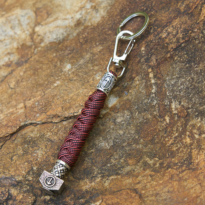 WorldNorse Viking Hammer Sleek Braided Keychain - Wine Red - image 11