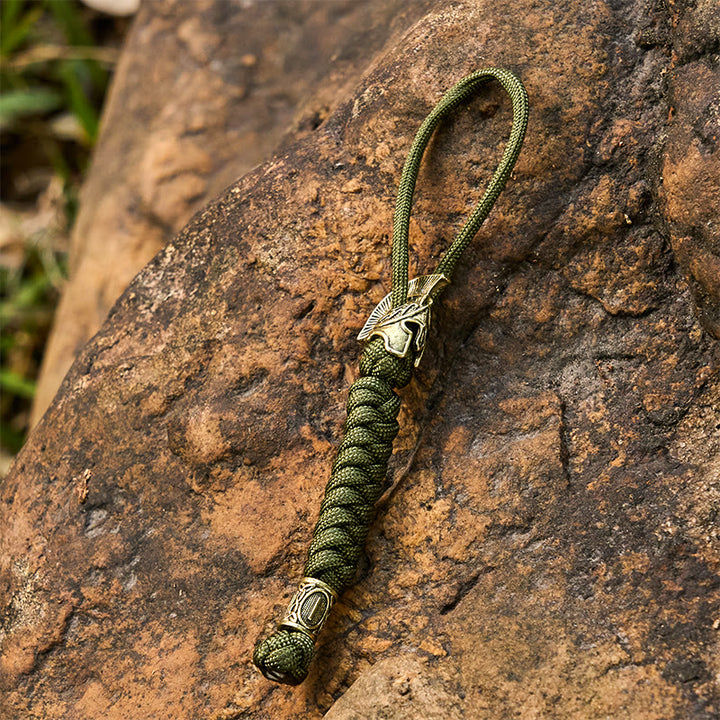 WorldNorse Viking Helm Rune Braided Keychain - Gold - Green - image 6