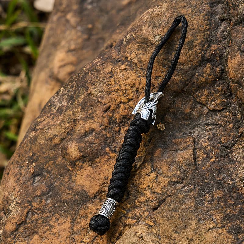 WorldNorse Viking Helm Rune Braided Keychain - Silver - Black - image 5