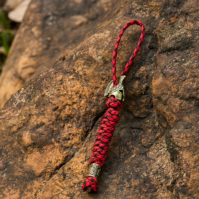 WorldNorse Viking Helm Rune Braided Keychain - Gold - Red - image 8