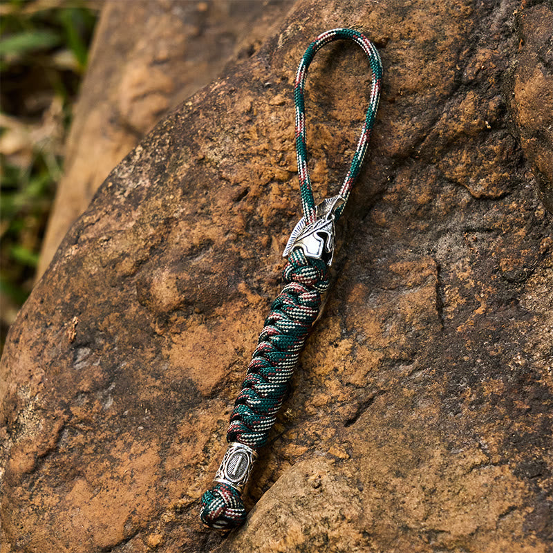 WorldNorse Viking Helm Rune Braided Keychain - Silver - Camouflage Mix - image 4