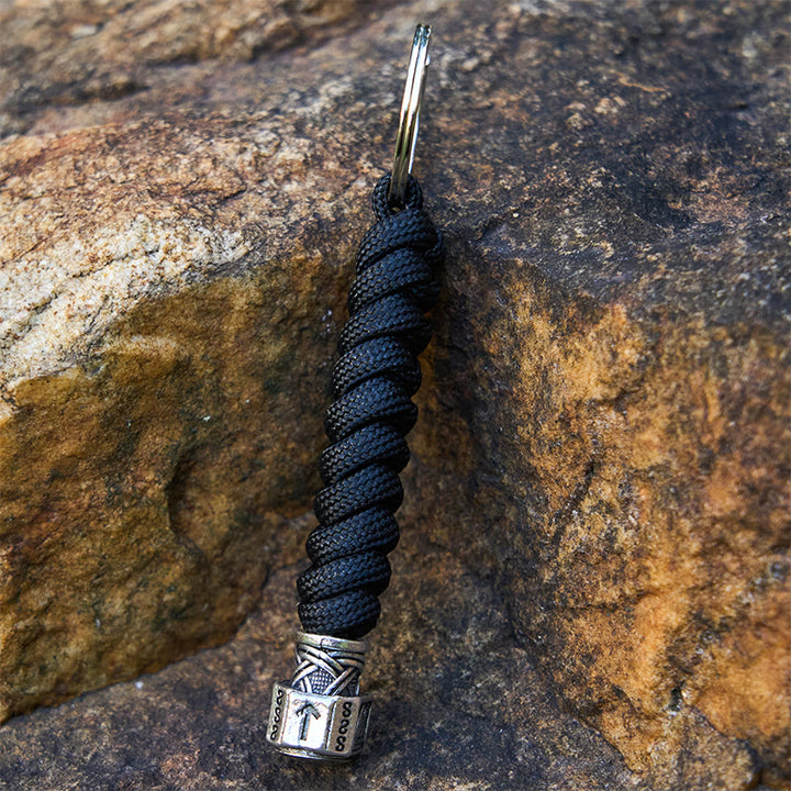 WorldNorse Stainless Steel Wolf Head Braided Keychain - Black - image 11