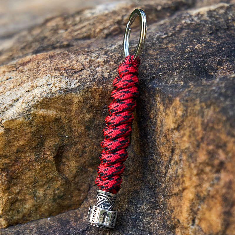 WorldNorse Stainless Steel Wolf Head Braided Keychain - Red - image 7