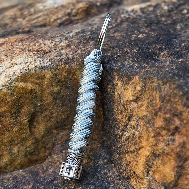 WorldNorse Stainless Steel Wolf Head Braided Keychain - Silver White - image 5