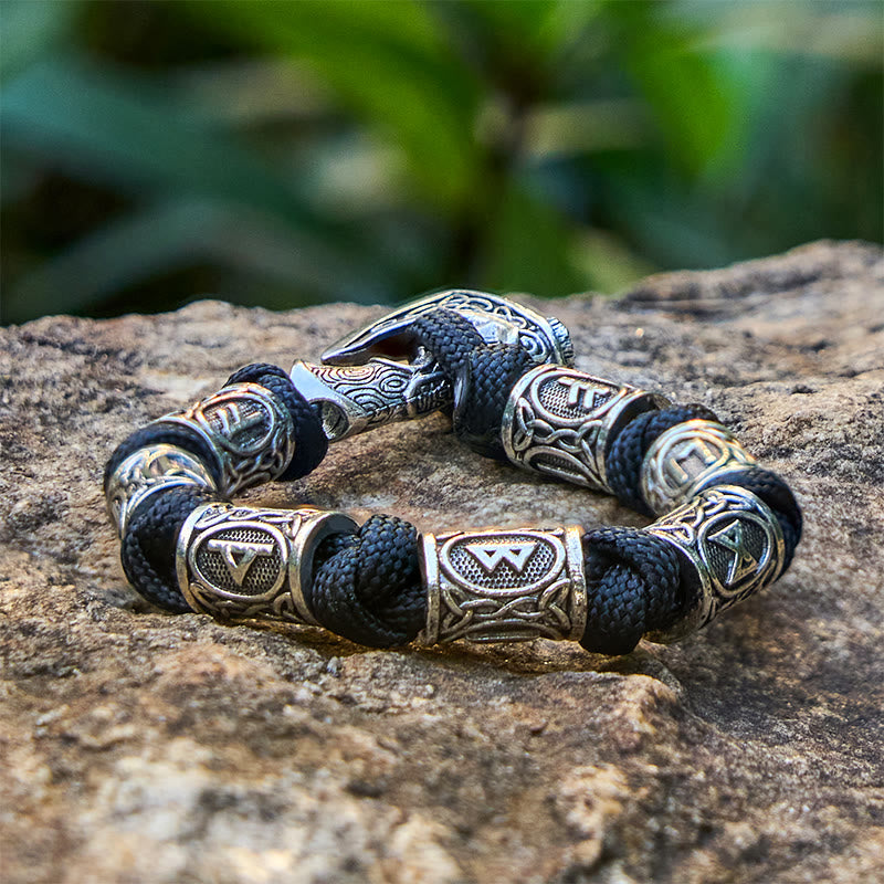 WorldNorse Viking Axe Rune Intertwine Braided Bracelet - Black - image 13
